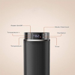Hyk 1500W Portable Ceramic Indoor Heaters, Tower Space Heater, Oscillating Electric Heater with Remote & Thermostat