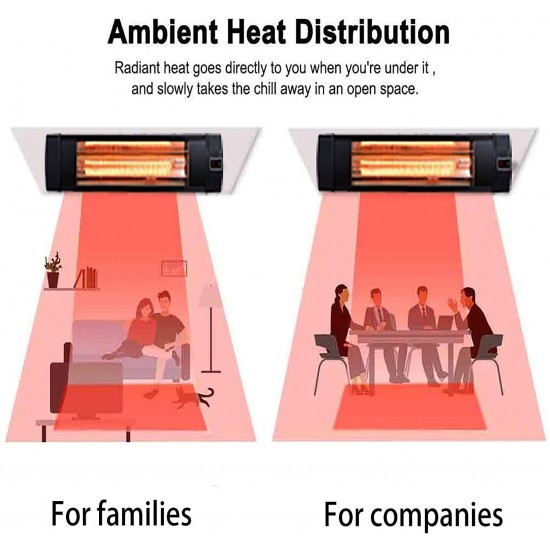 1500W Infrared Heater, Wall-Mounted Indoor/Outdoor Heater with Remote (Black)
