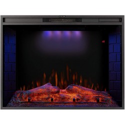 33 inch Electric Fireplace, LED Recessed Fireplace Heater with 3 Top Light Colors and Remote Control, Adjustable Heating and Touch Screen 1500W, Black