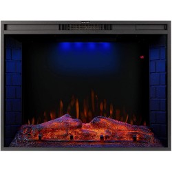33 inch Electric Fireplace, LED Recessed Fireplace Heater with 3 Top Light Colors and Remote Control, Adjustable Heating and Touch Screen 1500W, Black