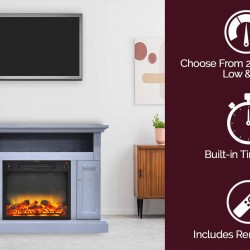 CAMBRIDGE Slate Blue Sorrento Electric Fireplace with an Enhanced Log Display and 47 in. Entertainment Stand