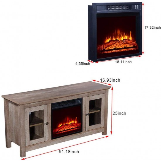Fire Place for the Living Room Tv Stand 51-Inch Log Cyan Fireplace TV Cabinet 1400W Single Color/Fake Wood/Heating Wire/with Remote Control Electric Fireplace Heater Entertainment Center
