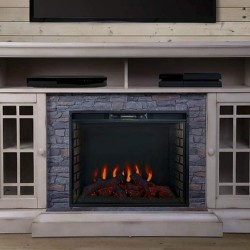 ALLENHOME Bennett Infrared Electric Fireplace TV Stand, Farmhouse Ivory - ASMM-017-2866-S404-T